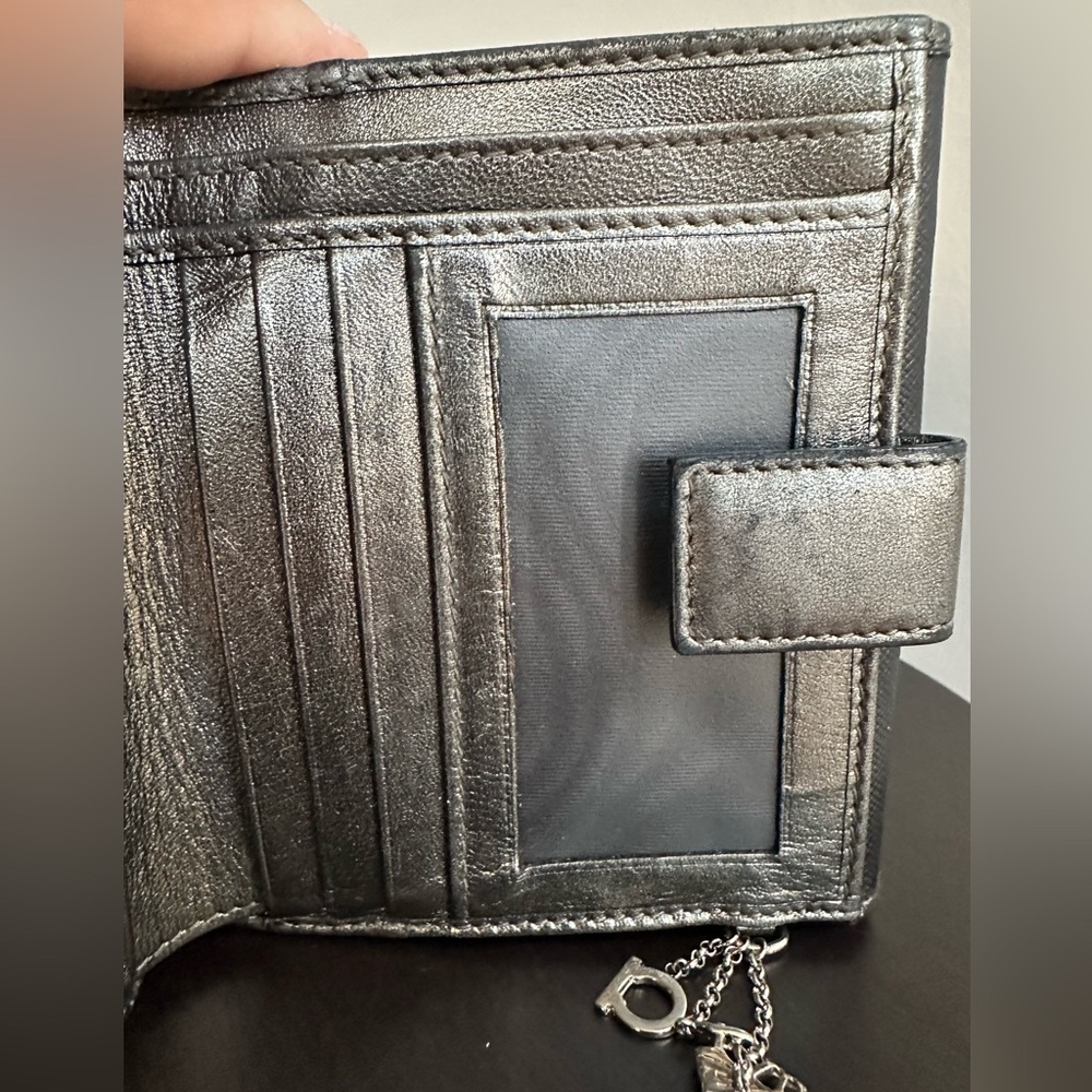 Ferragamo Compact Bifold Wallet – Black / Silver Metallic with Box - Picture 12 of 16